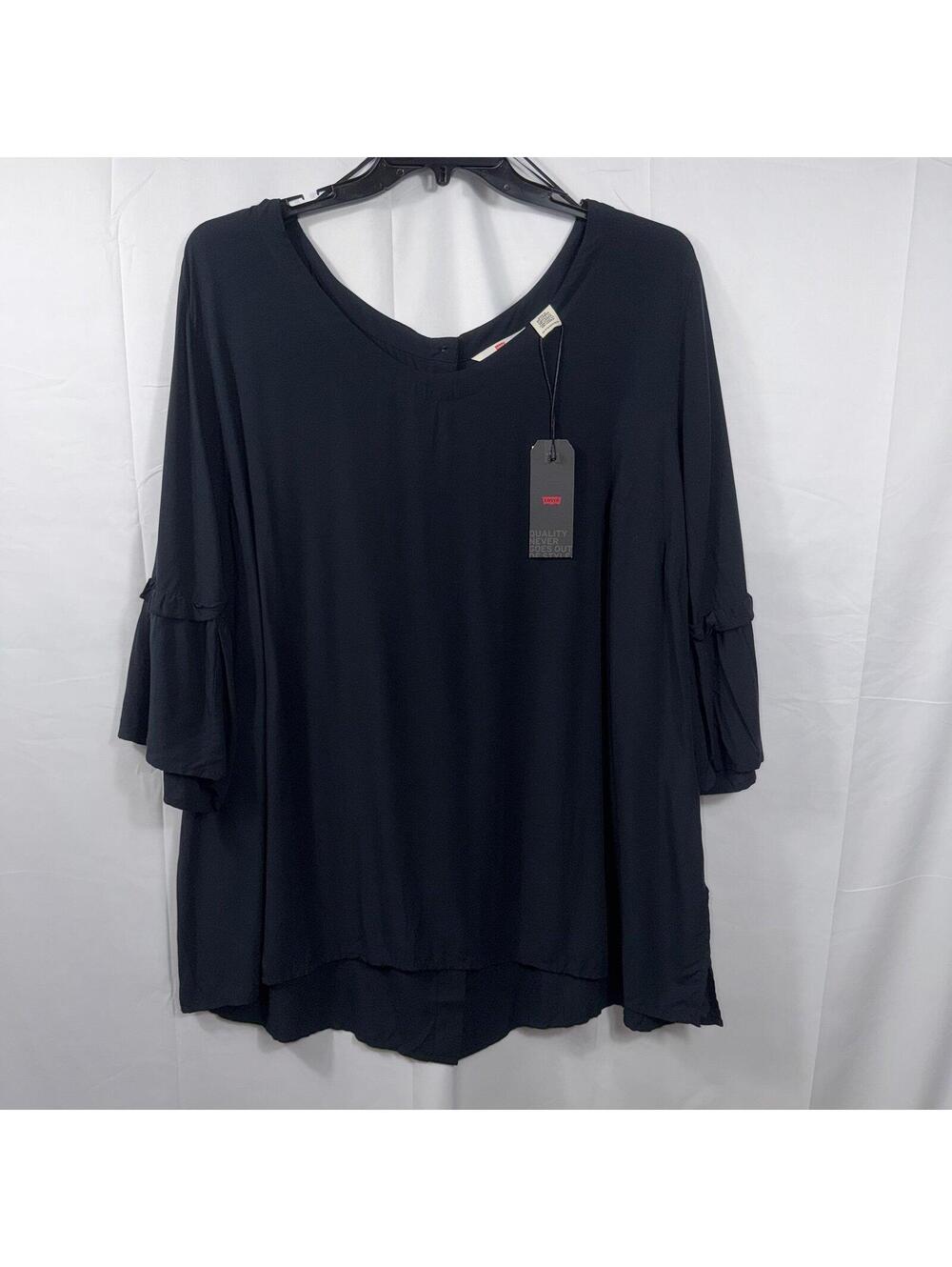 Levi’s Women’s Black Bell Sleeve Tunic Top Size 3X NWT Flowy Boho